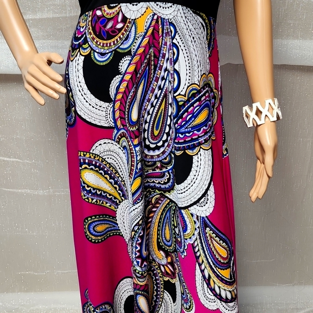 Ronni Nicole Paisley Halter Maxi Dress Sz M - Picture 3 of 4